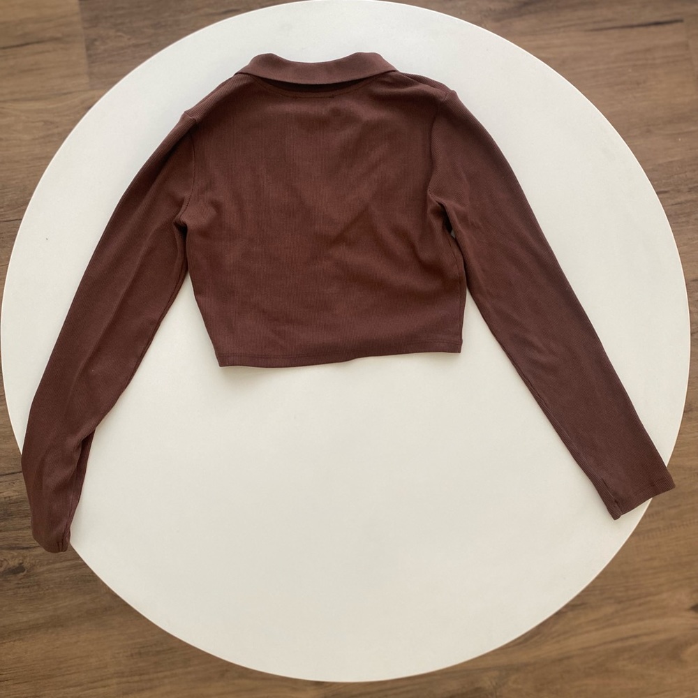 Zara Ribbed Polo - Brown - Picture 4 of 6